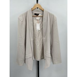 Quince Lightweight Open-Front Blazer in Light Beige